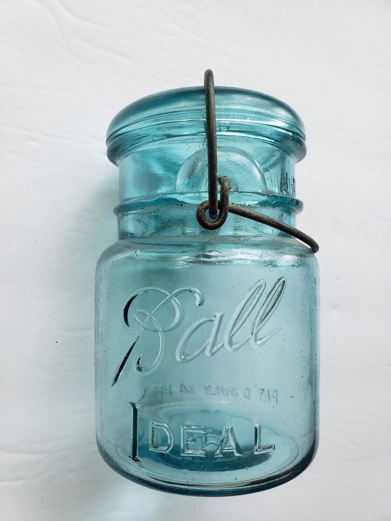 Vintage Blue Ball Ideal Canning Jar with Lid Wire Bale Etsy