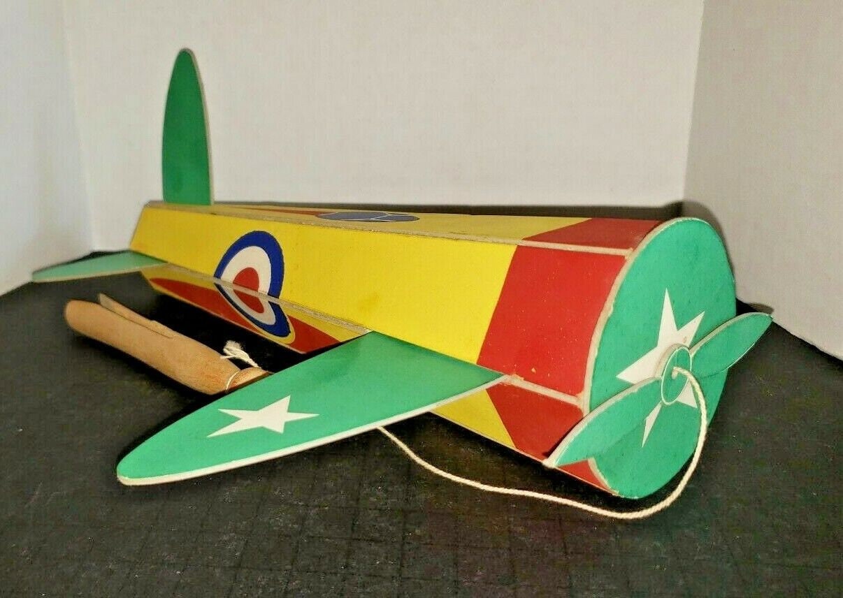 1940 Colorful Heavy Cardboard Childs Toy Airplane On String Etsy