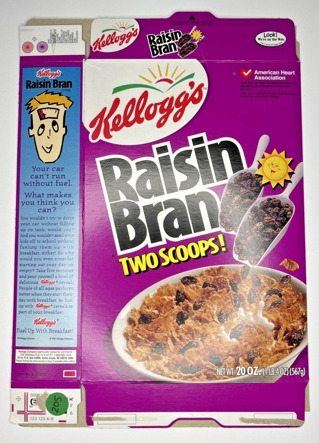 1999 Empty Kellogg's Raisin Bran 20oz Cereal Box Sku Etsy