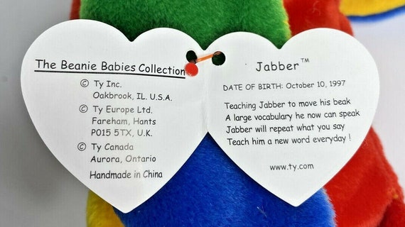 1998 Ty Beanie Baby "Jabber" Retired Parrot BB14 - image 3