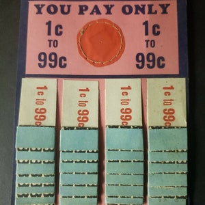 1950 You Pay Only 1 Cent to 99 Cents Punch Board Acme Novelty New Old Stock