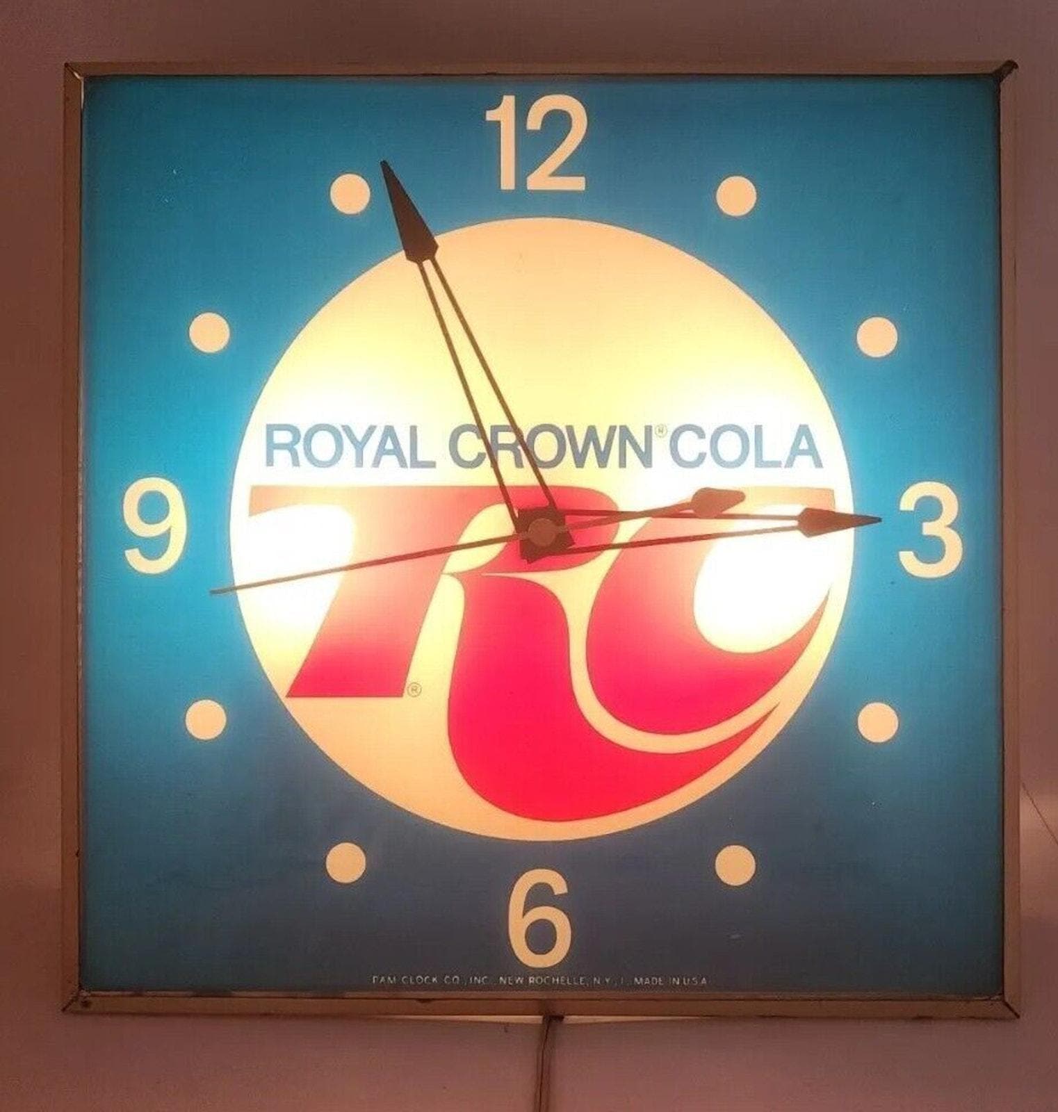 Vintage PAM Royal Crown Cola RC Soda Hanging Wall Clock Sign 15