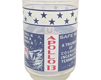 Vtg Apollo 13 Libbey Safe Return NASA Commemorative Glass Tumbler White U200
