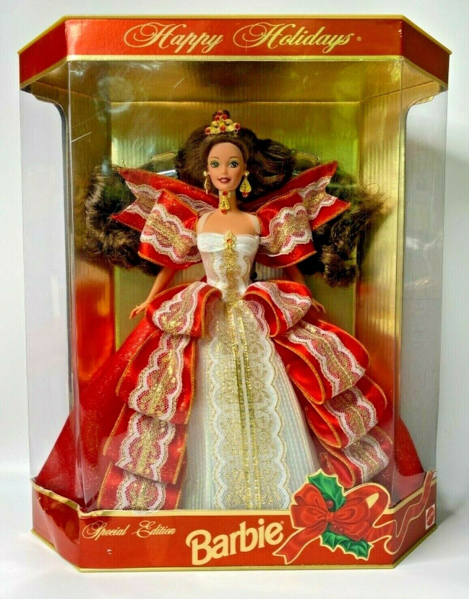 1997 Rare Happy Holidays Barbie Brunette Misprint Nib 3 - Etsy