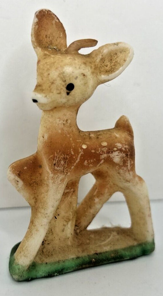 Vintage gurley baby deer winter candle 3" sku h241 - image 1