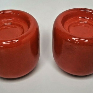 Set of 2 waechtersbach red votive tealight candle holders  3.5 inches tall (u27)