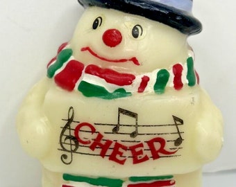 Vintage christmas snowman cheer candle 3.5" sku h640