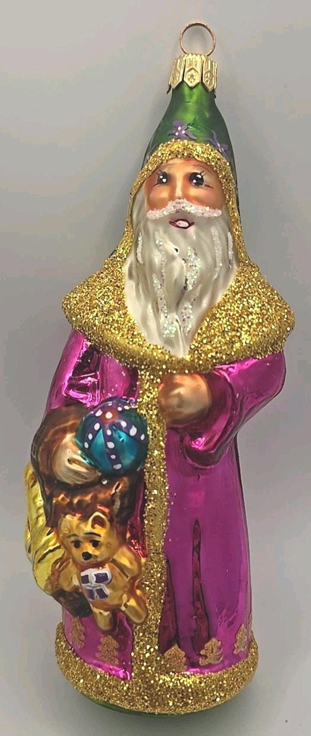 Vtg Christopher Radko Santa Blown Glass Christmas Ornament  display picture 1