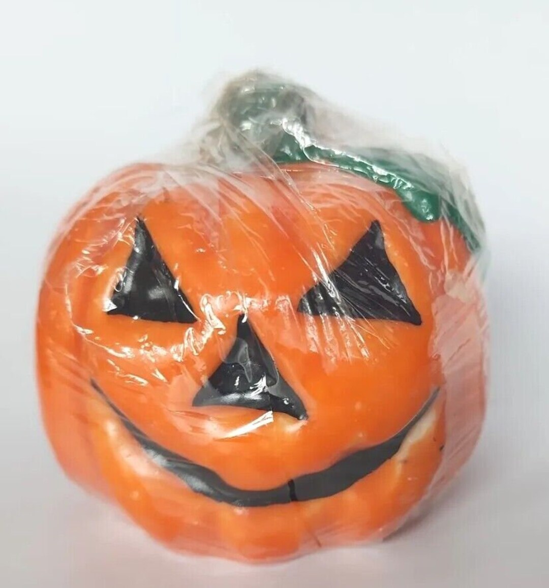 Vintage Halloween Pumpkin Jack O Lantern Unused Candle Smiling Face ...