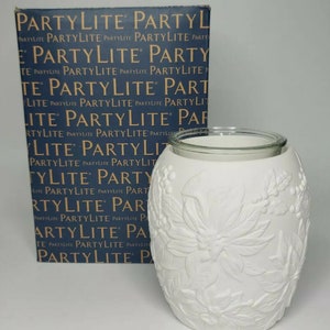 Partylite Teapot Candle Warmer Wax Melts Sidewalk Café Ceramic Aroma Scent  White