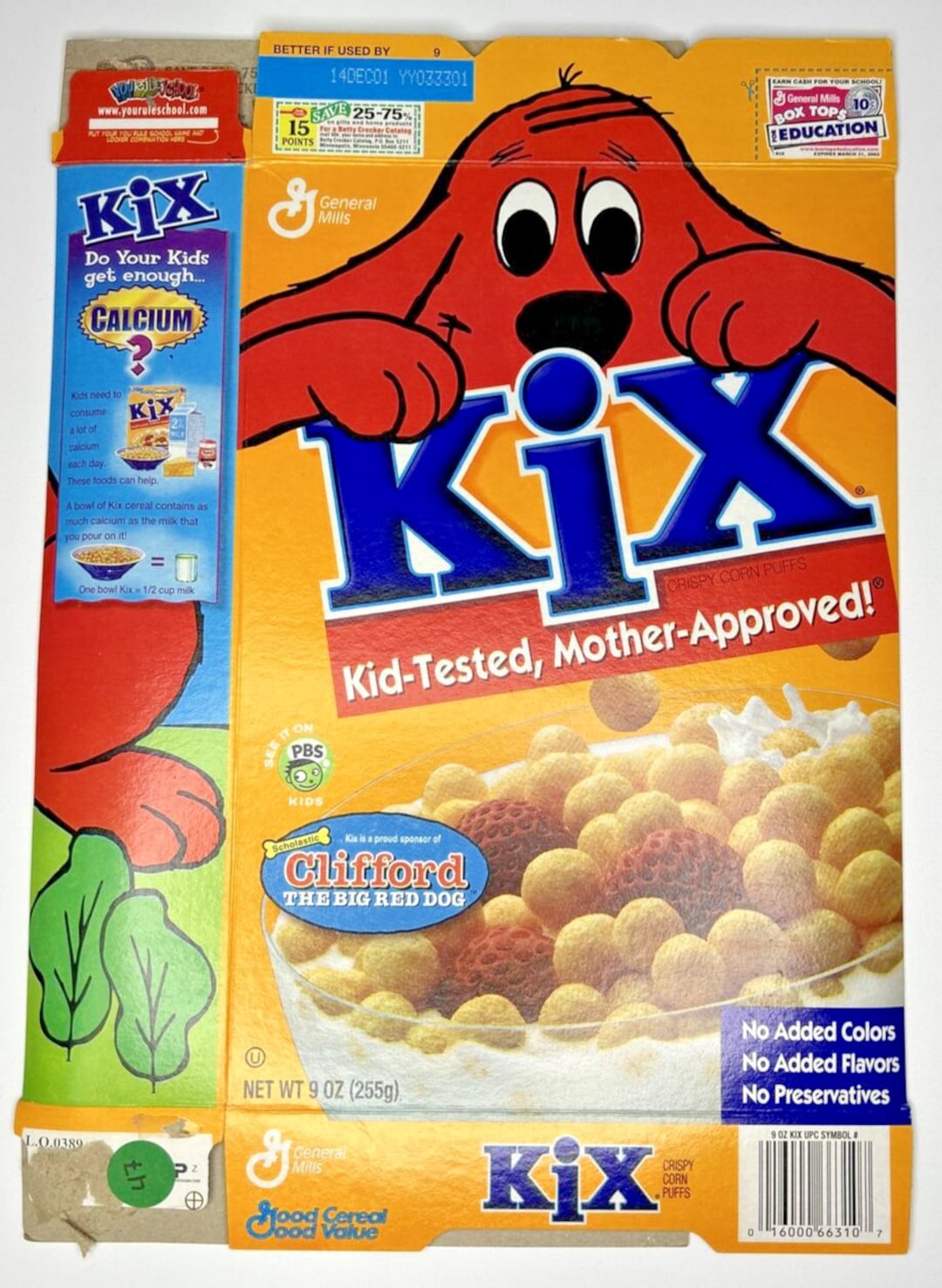 2001 Empty Kix Clifford the Big Red Dog 9oz Cereal Box Sku Etsy