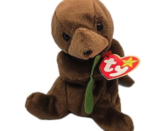 1995 Ty Beanie Baby "Seaweed" Retired Brown Otter BB13