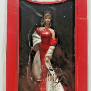 2000 barbie club exclusive hallmark porcelain ornament red gown u110/60829