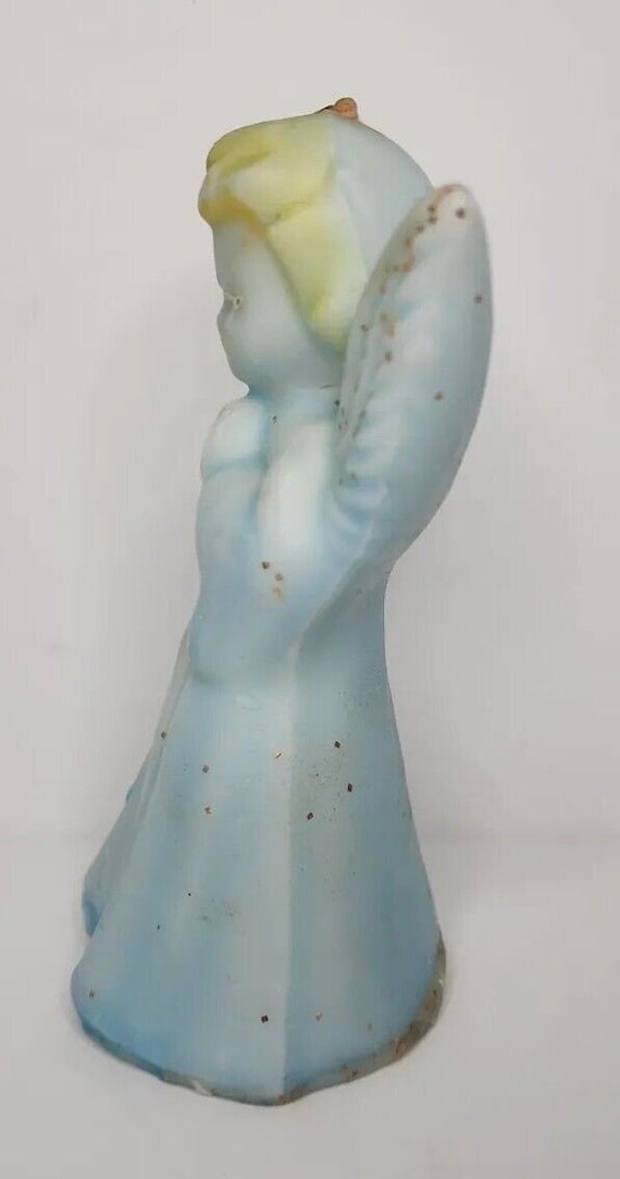 Vintage gurley blue praying angel w glitter chris… - image 2