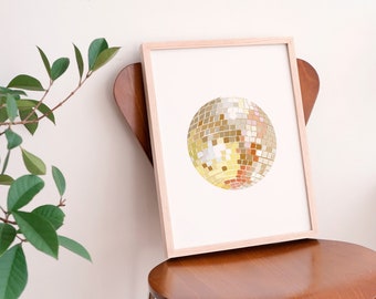 Disco ball printable wall art, mirror ball print, retro trendy aesthetic 8.5x11 prints by Spellcast Studio