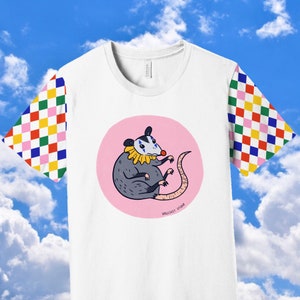 Clowncore possum clown tee, rainbow clown weirdcore t shirt for gen z