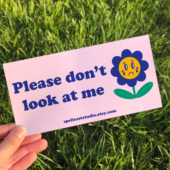 Cute bumper sticker for gen z, Please don't look at me funny ironic  flower vinyl stickers for cars