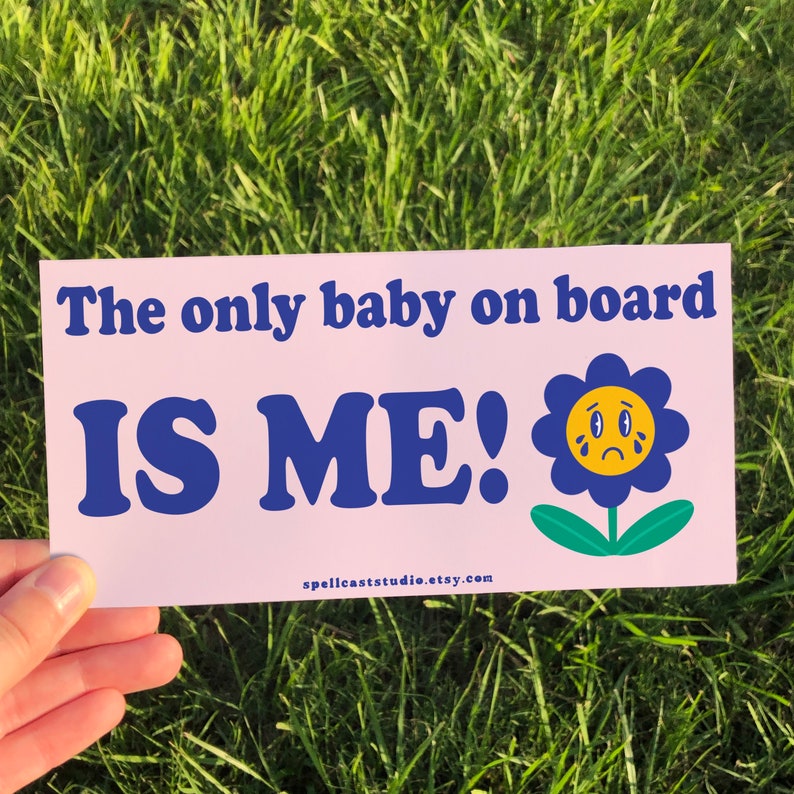 Baby on board bumper sticker for gen z, 'The only baby on board is ME!' cute pastel flower stickers for cars 