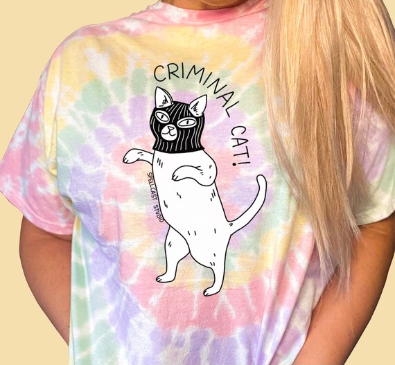 Tie Dye Criminal Cat Funny Rainbow 