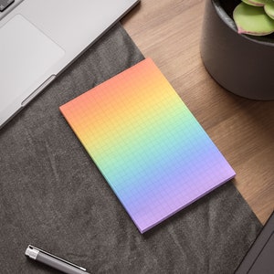 Rainbow sticky notes notepad, aesthetic post it notes study penpal journaling supplies by Spellcast Studio