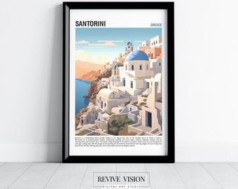 Santorini Vintage Travel Poster | Instant Digital Download | Wall art | Home decor | Vintage Charm | Wanderlust | Iconic Destinations