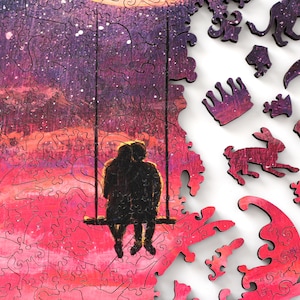 Romantyczny Walentynkowy Prezent Drewniana Układanka Puzzle dla Niej, Powody, dla których Cię Kocham Prezent Puzzle, Prezent dla Pary, Prezent dla Żony od Męża