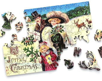 Christmas Jigsaw Puzzle For Kids | A Joyful Wooden Christmas Gift | Premium 110 Piece Wooden Jigsaw Puzzle | Christmas Jigsaw Puzzles