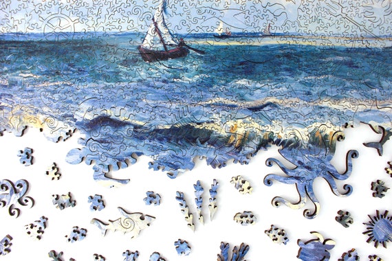 Seascape Jigsaw Puzzle for Adults | Vincent van Gogh Dutch Artwork | Premium Wooden Jigsaw Puzzle Containing 648 Pieces | Difficult Jigsaw