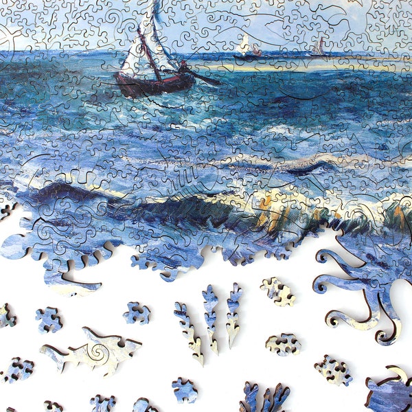 Seascape Jigsaw Puzzle for Adults | Vincent van Gogh Dutch Artwork | Premium Wooden Jigsaw Puzzle Containing 648 Pieces | Difficult Jigsaw