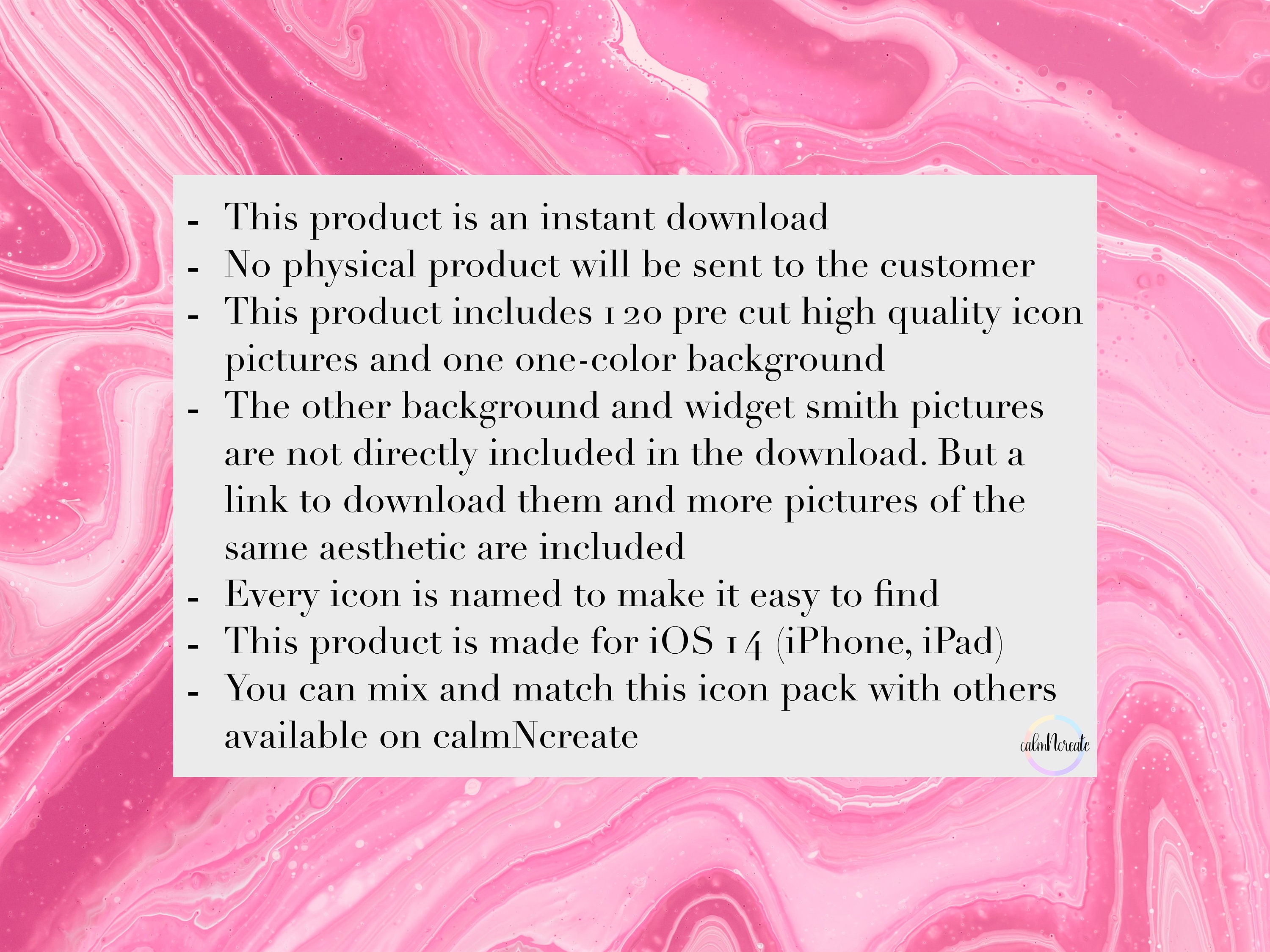 Ios 14 Bright Pink Marble App Icons iPhone App Covers Etsy