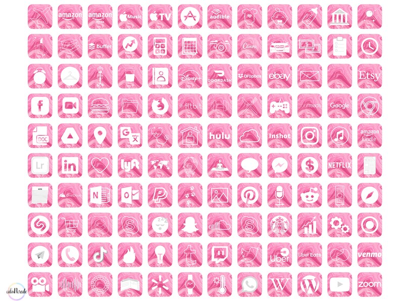 Ios 14 Bright Pink Marble App Icons iPhone App Covers Etsy