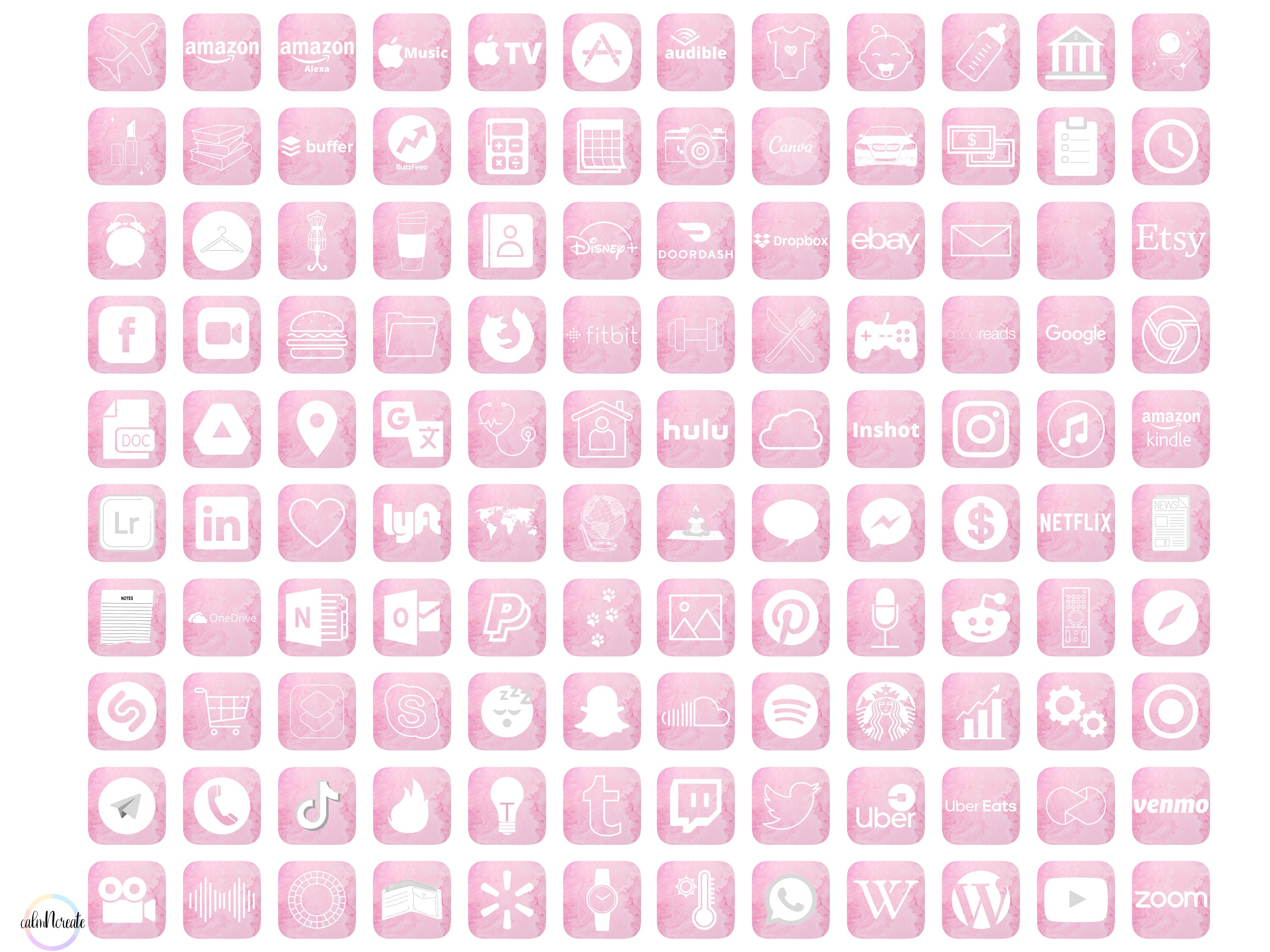 Ios 14 Pink Marble App Icons iPhone App Covers 120 One Etsy