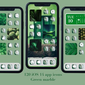 iOS 14 green marble app icons | iPhone | app covers | 120 | one background | personalized home screen widget | minimalist | wallpaper