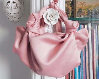 SMALL/BIG Balerina Pink Satin Furoshiki Knot Handbag/Small Handbag/Satin handbag/Pink Handbag