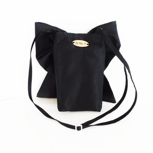 Black Satin BOW Crossbody Bag, Cellphone Purse, Small ShoulderBag, Evening Bag, Waist Bag image 9