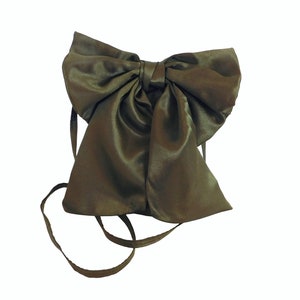 Sac à bandoulière avec nœud en satin vert olive, sac à main pour téléphone portable, petit sac à bandoulière, sac de soirée, sac banane