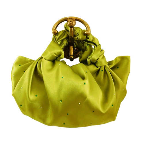 SMALL/BIG Swarovski Metallic Green Satin shops Furoshiki Knot Handbag/Handmade Bag
