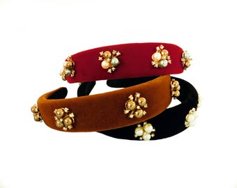 Headband, Beaded headband, Velvet Headband