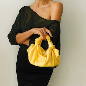 Yellow Satin Knot Handbag/Small Handbag/Satin handbag/Yellow Handbag/Bridesmaid Handbag