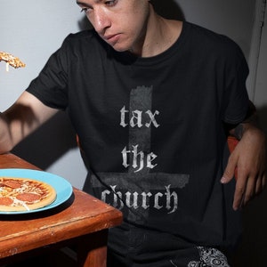 Satanic Shirt, Inverted Cross T-Shirt, Tax The Church, Grunge Clothing, Goth Clothes, Atheist Shirt, Anti Religion Tee, Plus Size Gothic