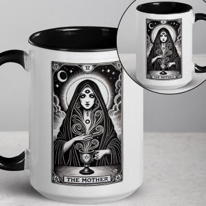 Caneca de Carta de Tarô da Mãe – Caneca de Café de Bruxa Gótica, Presente Místico Oculto para Mãe, Caneca de Bruxa para o Dia das Mães, Presente para Amantes de Tarô