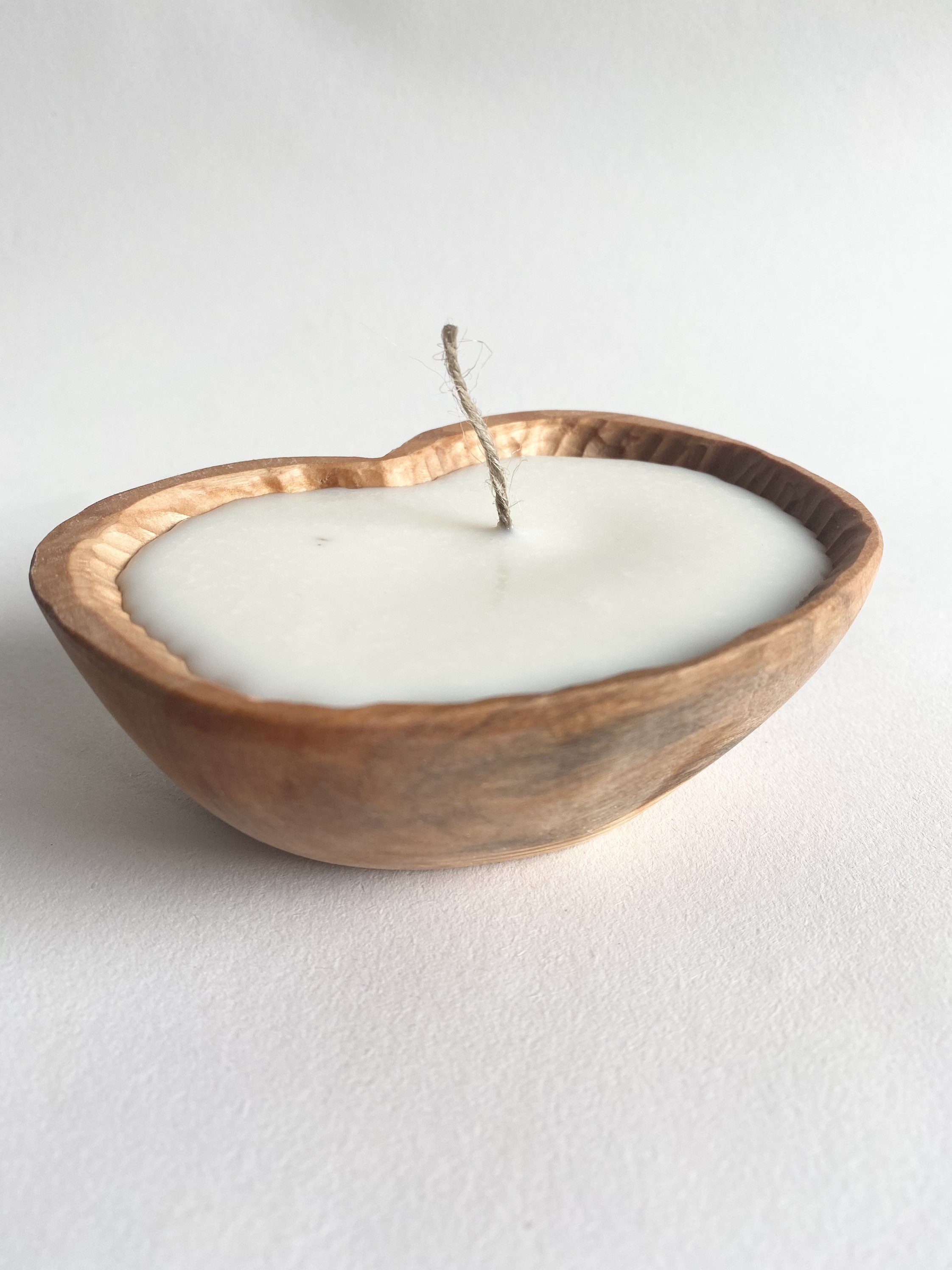 Soy wax candle in wooden bowl heart Etsy