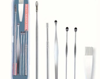 7 tools of Ear Pick Earwax Removal Kit, Ear Cleansing Tool Set, Ear Curette Ear Wax Remover Tool with Cleaning Brush and Storage Box