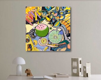 gerahmte bunte moderne abstrakte Wandkunst, Acrylmalerei, Expressionismus, Malerei auf Leinwand, Büro-Wandkunst, Kunstdruck Wohnzimmer