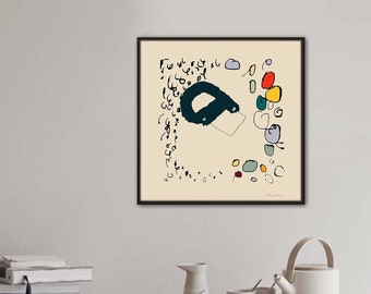nordische minimalistische Wandkunst, Wohnzimmer Kunstdruck,  abstrakte Grafik , Siebdruck , zeitgenössisch, helle Farben Kunst, bunte Kreise
