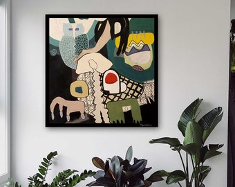 Leinwandkunst, Gerahmte bunte moderne abstrakte Wandkunst, Acrylmalerei, Expressionismus,Malerei auf Leinwand,Büroraum-Wandkunst,große Kunst