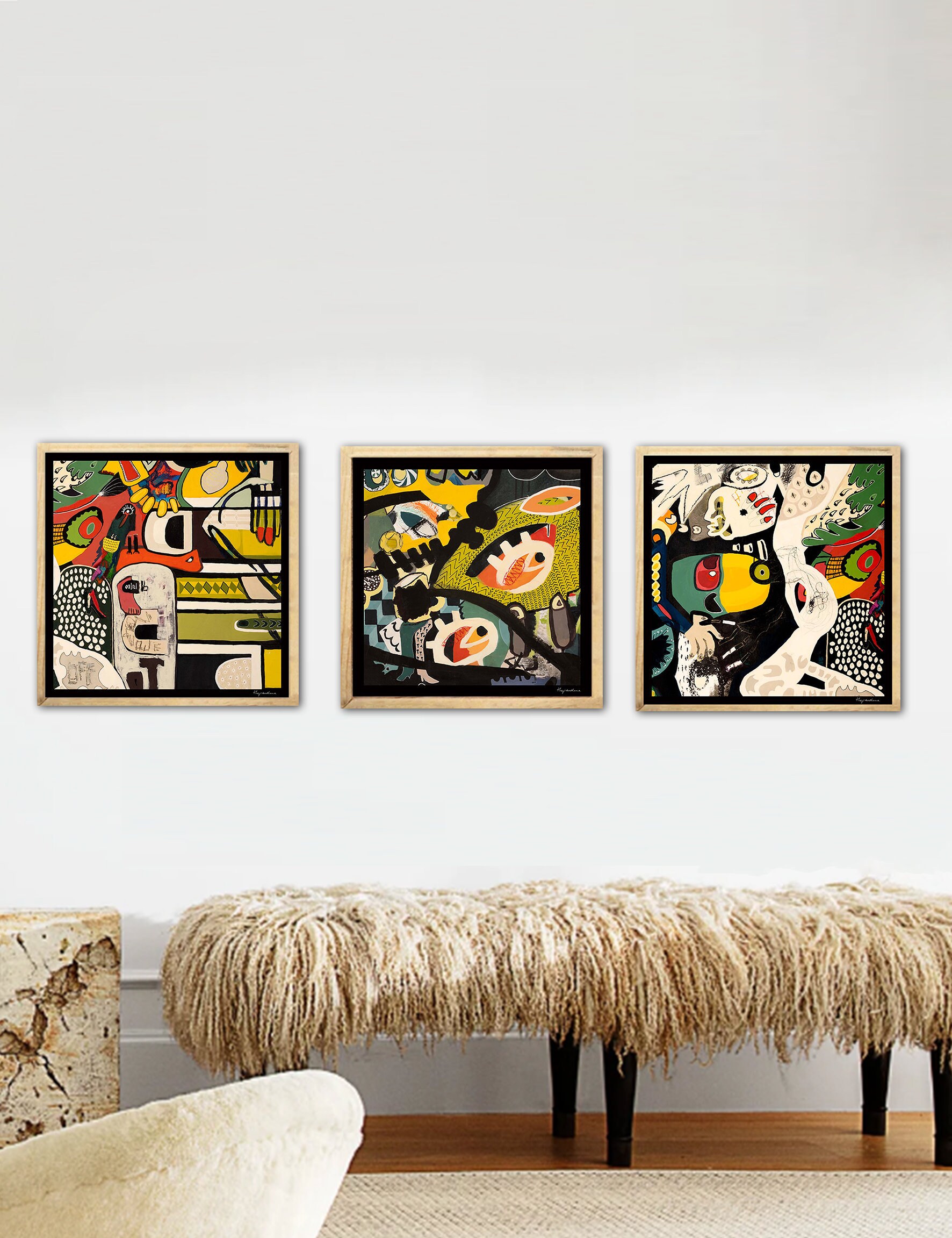 Galerie-Wandkunst-Set Picasso/Matisse, 40x60 Cm, Leinwanddruck, Orange/schwarz, Modern