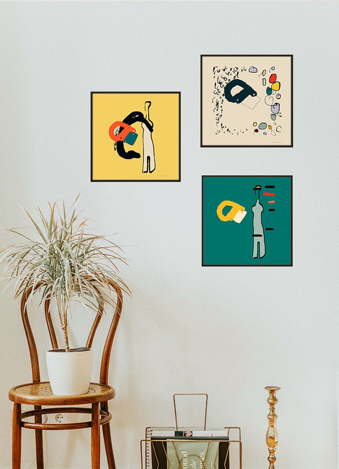 Set Print / Retro Colors / Living Room Wall Art / Set Wall Art / Nordic