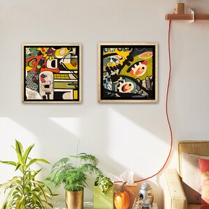 set of 2 wall art, large abstract expressionism art, set of two prints, colorful abstract modern contemporary artwork, vibrant color print image 2