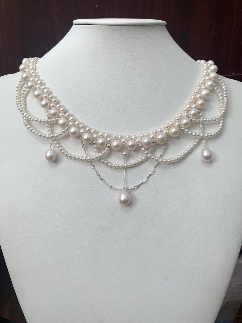 Party Wear White Pearl Beaded Necklace